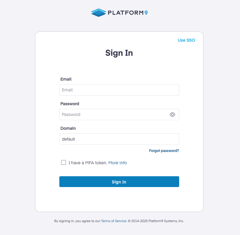 Private Cloud Director Community Edition local credentials login screen